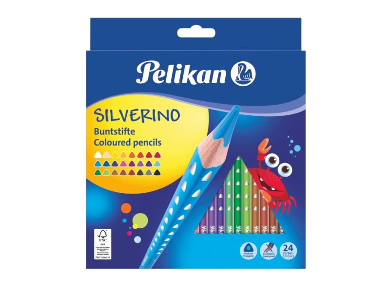 Pelikan värvipliiats 24 värvi Silverino kolmnurkne SOFT peenike