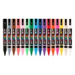 Uni POSCA marker PC-5BR, pintselots, 16 värvi